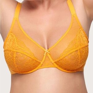 HSIA Enchante Cadmium Yellow Lace Underwire Bra Size 36D